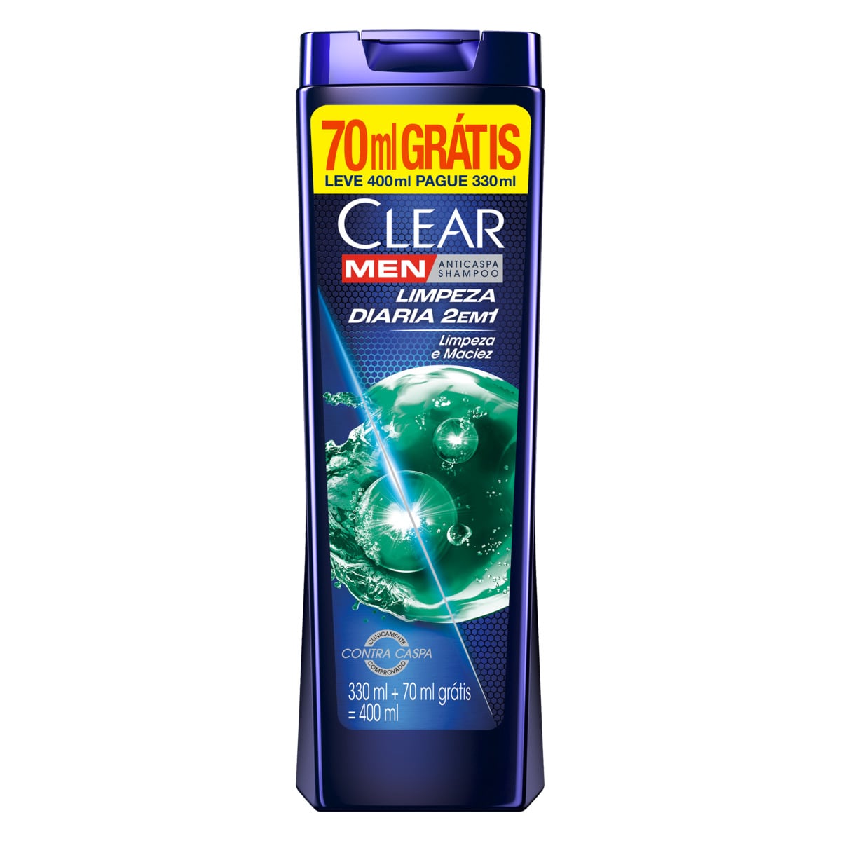 Shampoo Clear Limpeza Diária 2x1 Masculino 400ml